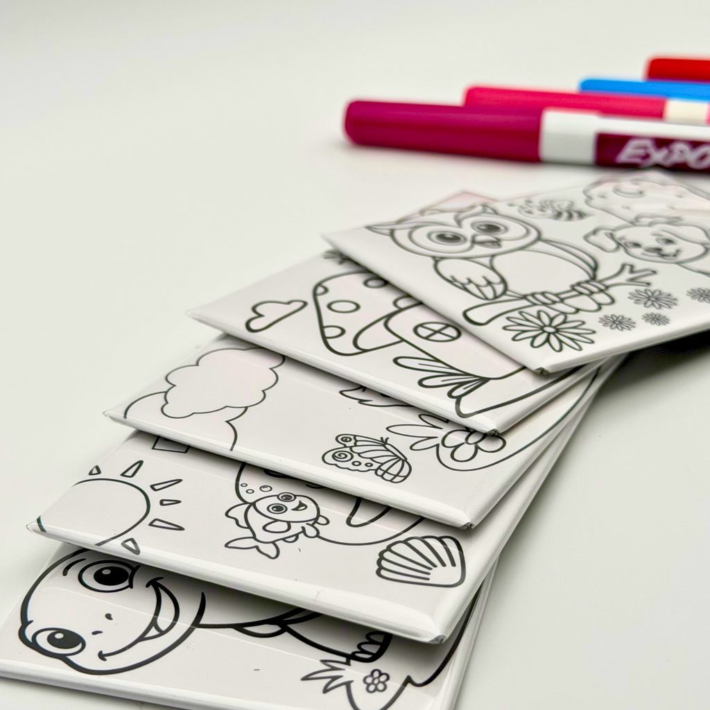 Coloring Magnets, Reusable, Set of 5, ANIMALS