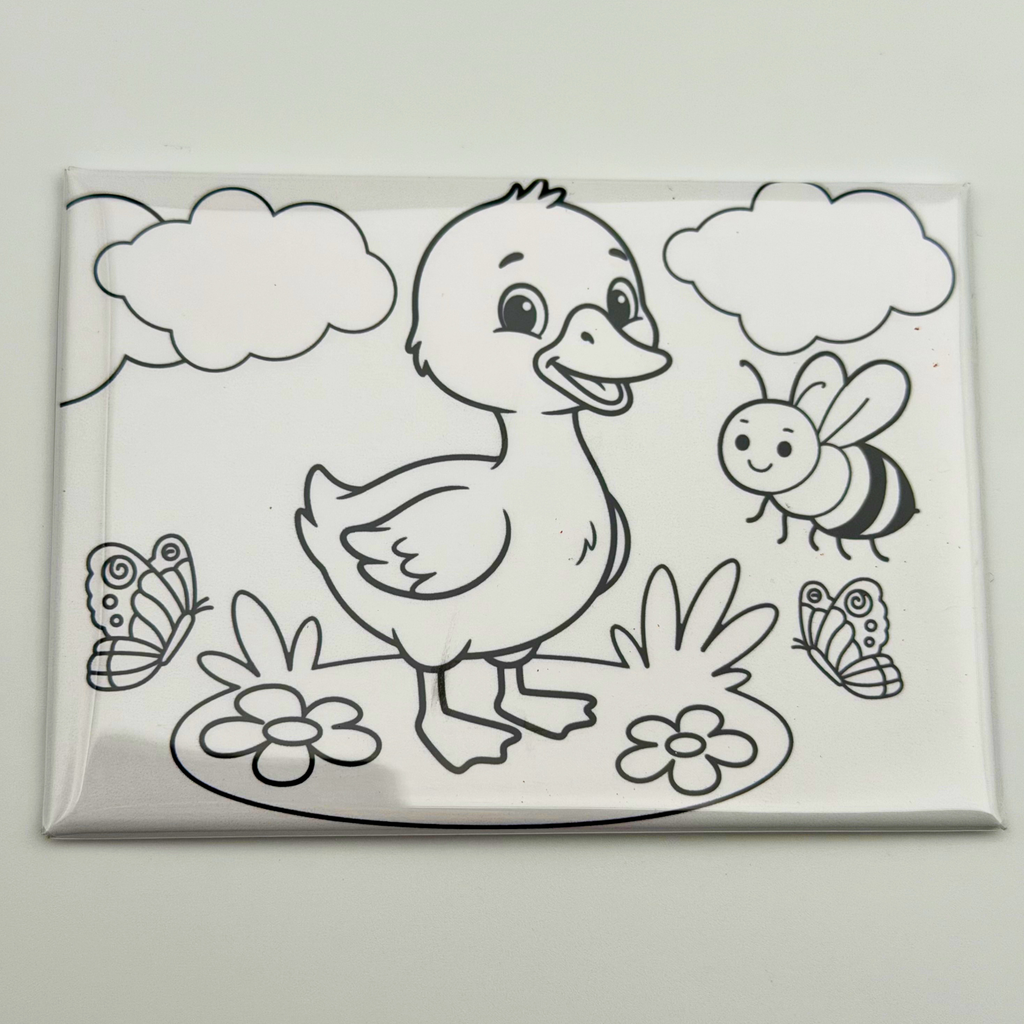 Coloring Magnets, Reusable, Set of 5, ANIMALS