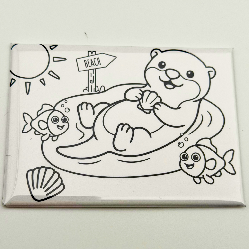 Coloring Magnets, Reusable, Set of 5, ANIMALS