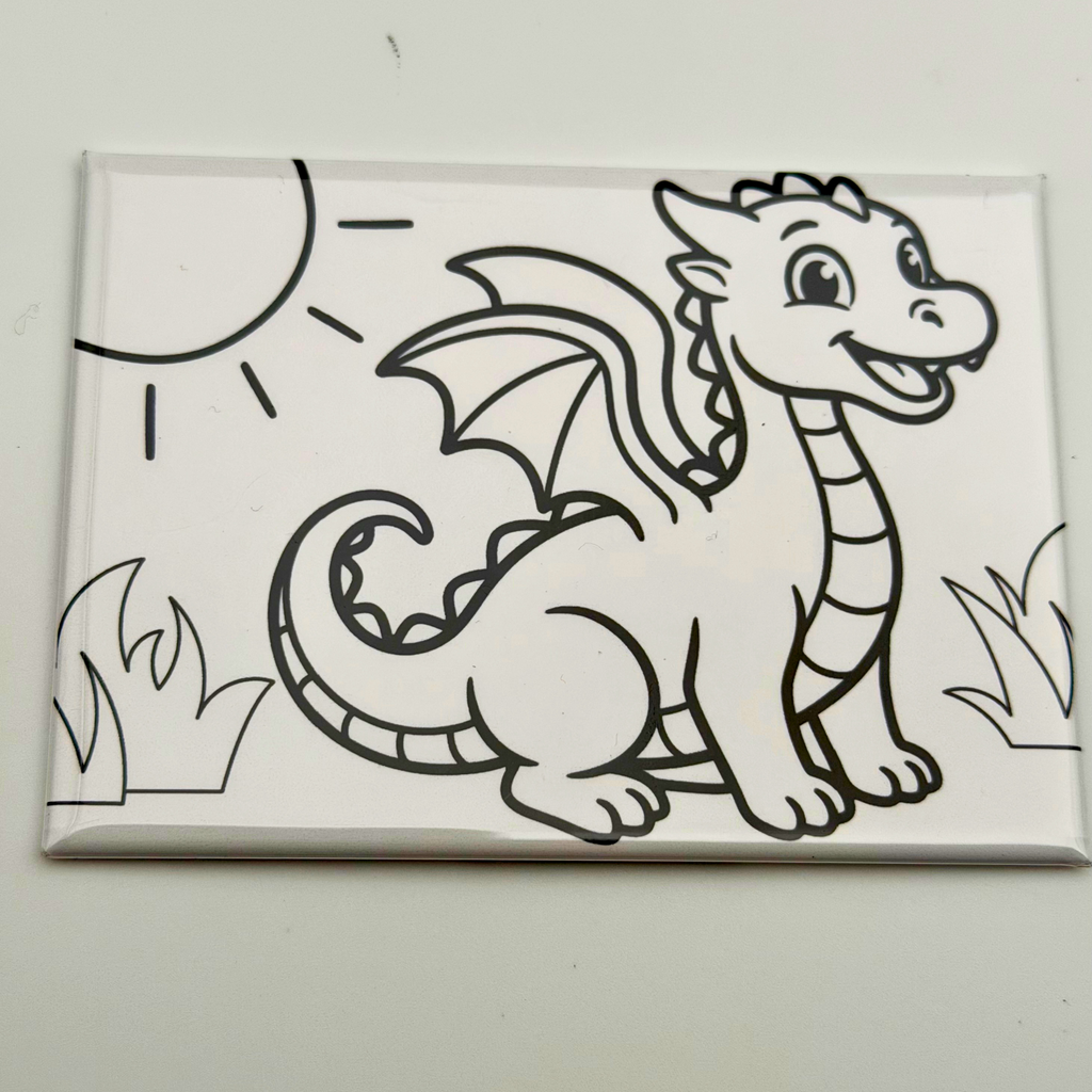 Coloring Magnets, Reusable, Set of 5, DRAGONS