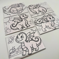 Coloring Magnets, Reusable, Set of 5, DRAGONS