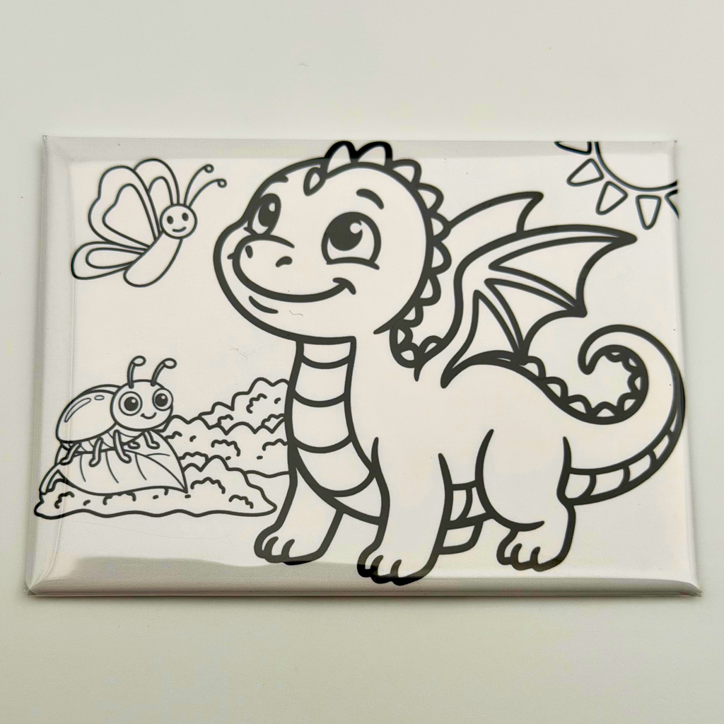 Coloring Magnets, Reusable, Set of 5, DRAGONS