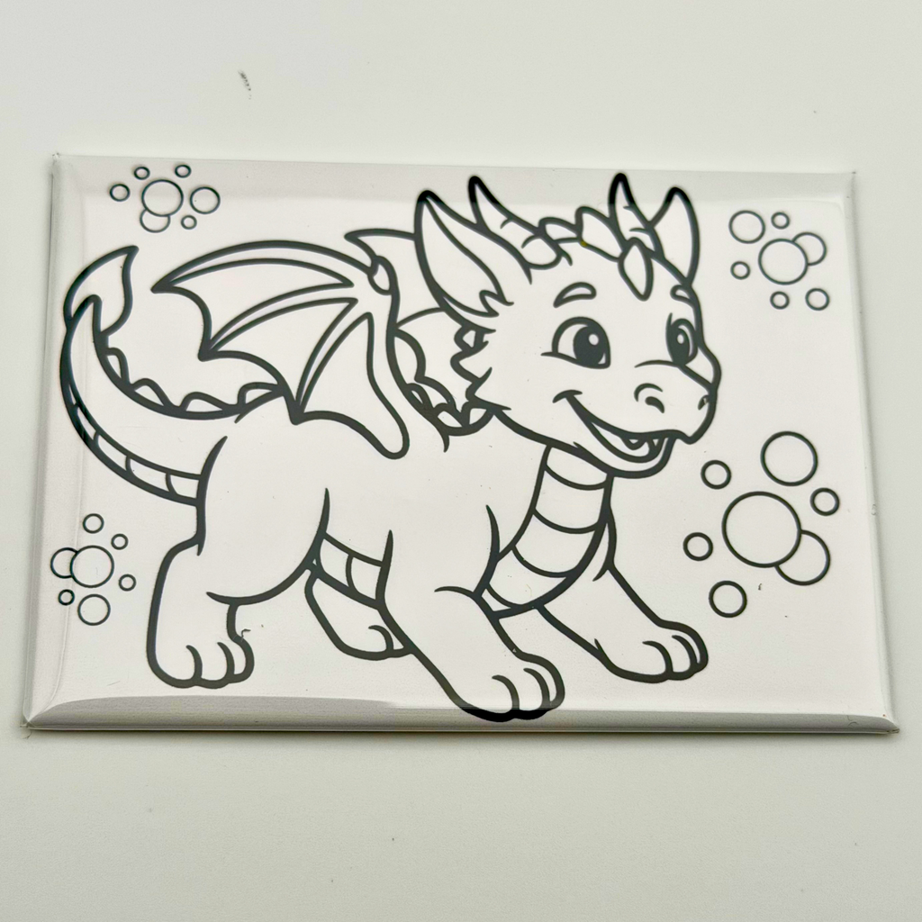 Coloring Magnets, Reusable, Set of 5, DRAGONS