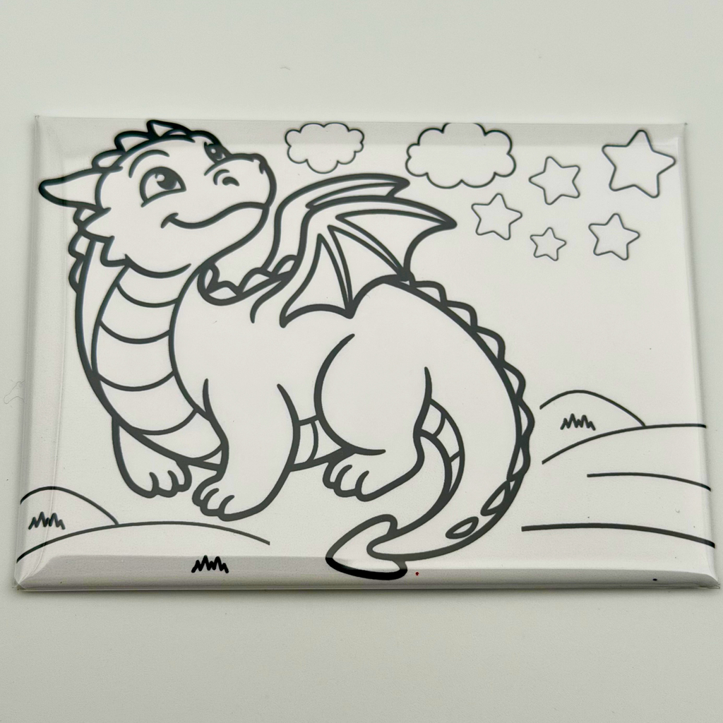 Coloring Magnets, Reusable, Set of 5, DRAGONS