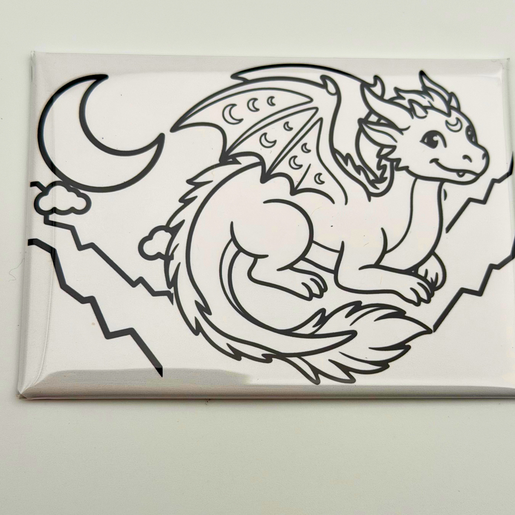 Coloring Magnets, Reusable, Set of 5, DRAGONS